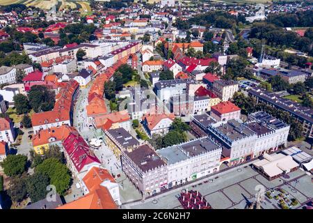 Raciborz. Poland. Aerial view of main square and city center of Raciborz, Upper Silesia. Poland. Stock Photo