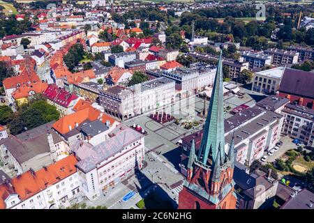 Raciborz. Poland. Aerial view of main square and city center of Raciborz, Upper Silesia. Poland. Stock Photo