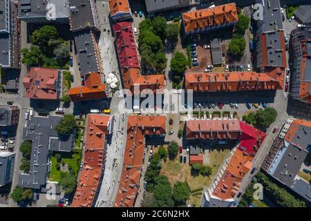 Raciborz. Poland. Aerial view of main square and city center of Raciborz, Upper Silesia. Poland. Stock Photo