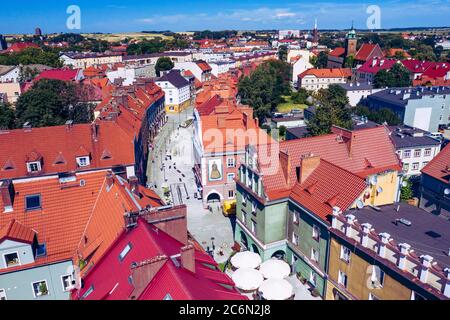 Raciborz. Poland. Aerial view of main square and city center of Raciborz, Upper Silesia. Poland. Stock Photo