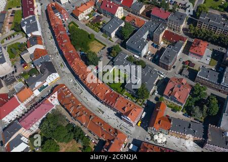 Raciborz. Poland. Aerial view of main square and city center of Raciborz, Upper Silesia. Poland. Stock Photo