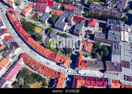 Raciborz. Poland. Aerial view of main square and city center of Raciborz, Upper Silesia. Poland. Stock Photo