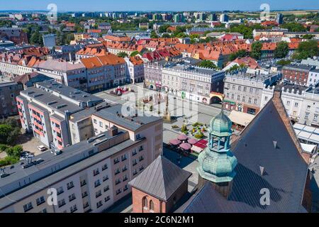 Raciborz. Poland. Aerial view of main square and city center of Raciborz, Upper Silesia. Poland. Stock Photo