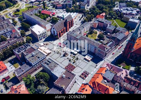 Raciborz. Poland. Aerial view of main square and city center of Raciborz, Upper Silesia. Poland. Stock Photo