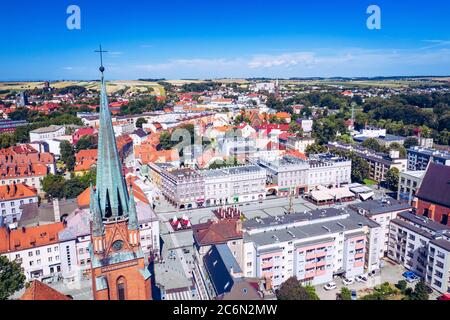 Raciborz. Poland. Aerial view of main square and city center of Raciborz, Upper Silesia. Poland. Stock Photo