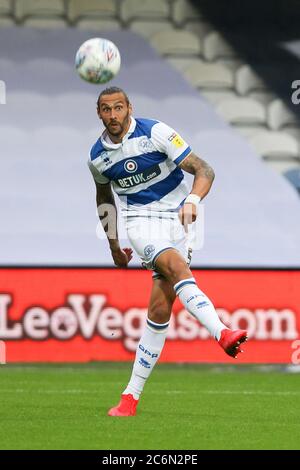 London, UK. 09th July, 2020. Geoff Cameron of QPR in action during the EFL Sky Bet Championship match between Queens Park Rangers and Fulham at The Kiyan Prince Foundation Stadium, London, England on 30 June 2020. Photo by Ken Sparks. Editorial use only, license required for commercial use. No use in betting, games or a single club/league/player publications. Credit: UK Sports Pics Ltd/Alamy Live News Stock Photo