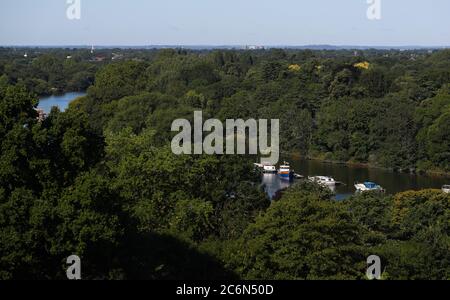 London, UK. 11th July 2020 The River Thames - view from Richmond Hill across East Twickenham. Andrew Fosker / Alamy Live News Stock Photo