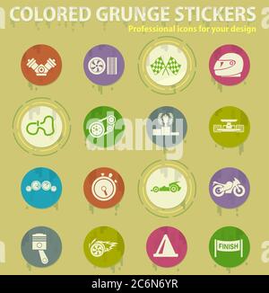Racing colored grunge icons Stock Vector