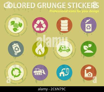 Recycle colored grunge icons Stock Vector