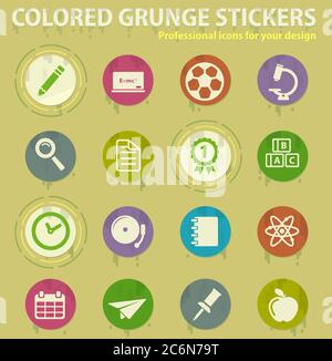 School colored grunge icons Stock Vector Image & Art - Alamy