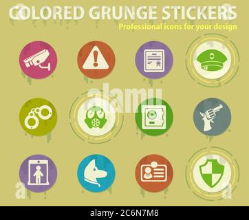 Security colored grunge icons Stock Vector