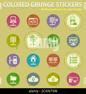 server colored grunge icons Stock Vector