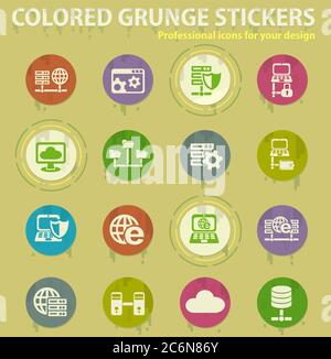 server colored grunge icons Stock Vector