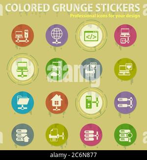 server colored grunge icons Stock Vector