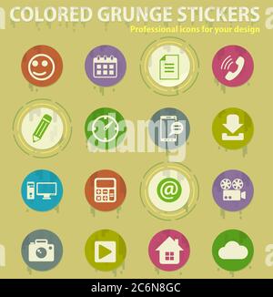 social media colored grunge icons Stock Vector