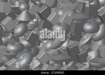Abstract Volume Shapes and Cubes 3D Illustration Stock Vector