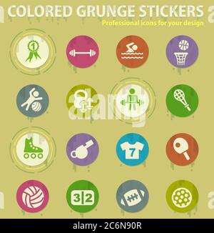 sport colored grunge icons Stock Vector