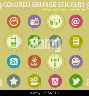 social media colored grunge icons Stock Vector