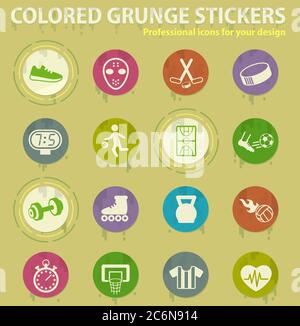 sport colored grunge icons Stock Vector