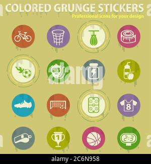sport colored grunge icons Stock Vector
