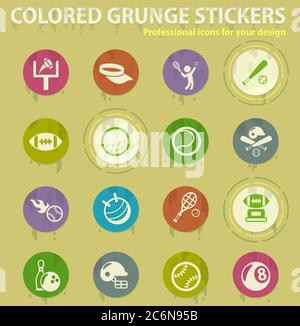 sport colored grunge icons Stock Vector