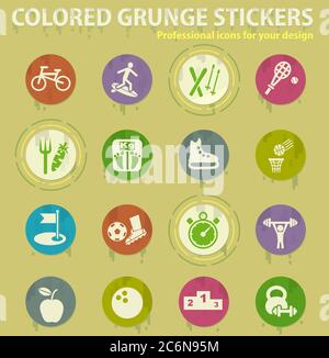 sport colored grunge icons Stock Vector