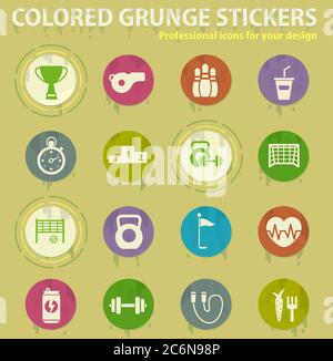 Sport colored grunge icons Stock Vector