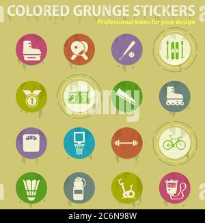 Sport colored grunge icons Stock Vector