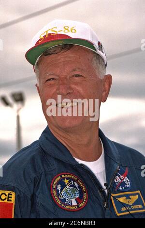 French astronaut Jean Loup Chretien in the art gallery in Feodosiya ...
