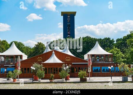 Berlin, Germany - June 14, 2020: Event location Tipi in the government district of Berlin, Germany. In the background you can see one of the largest c Stock Photo