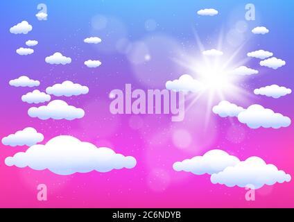 sun and clouds summer template Stock Vector