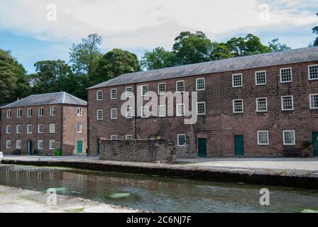 The historic Cromford Mills in the Derbyshire Peak District Stock Photo