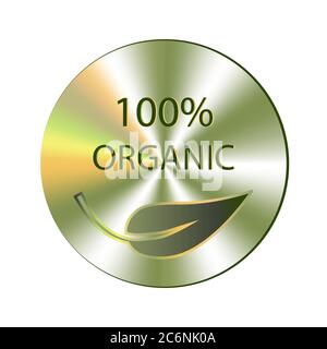 Organic hologram emblem. Green icon, sign, mark, sticker. Vector organic seal, emblem, medal for label design Stock Vector