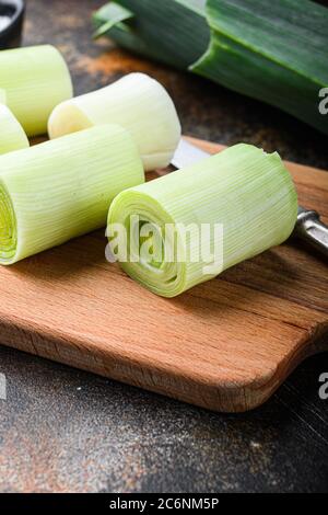 Chopped leek for cooking Braised Leeks with herbs ingredients , on