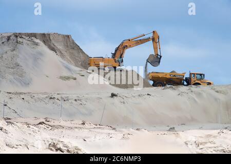 Construction site on the Vistula Spit canal which connect port of Elblag and Vistula Lagoon with Baltic Sea without transit the Russian Strait of Balt Stock Photo