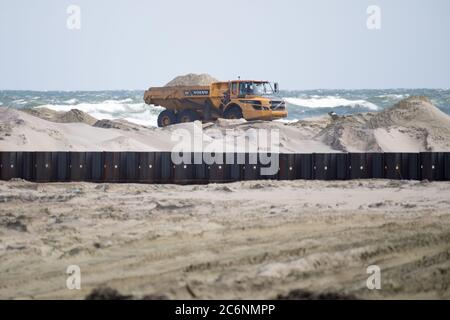 Construction site on the Vistula Spit canal which connect port of Elblag and Vistula Lagoon with Baltic Sea without transit the Russian Strait of Balt Stock Photo