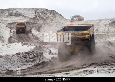 Construction site on the Vistula Spit canal which connect port of Elblag and Vistula Lagoon with Baltic Sea without transit the Russian Strait of Balt Stock Photo