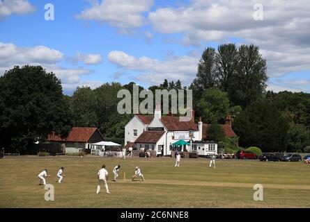 Inter village friendly cricket match at Tilford Cricket Club, Farnham. Stock Photo