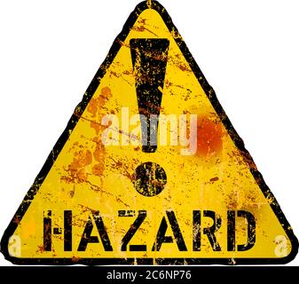 grungy hazard, risk, danger warning sign sign, vector illustration Stock Vector