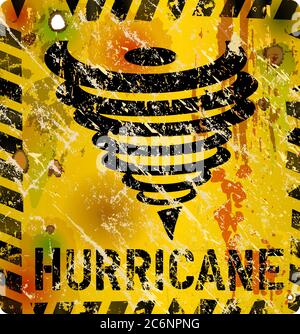 hurricane warning sign, heavy weathered, vector eps 10 Stock Vector
