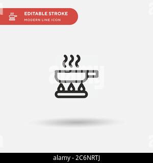 Frying Pan Simple vector icon. Illustration symbol design template for web mobile UI element. Perfect color modern pictogram on editable stroke. Fryin Stock Vector