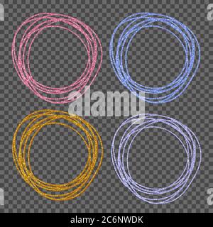 Frames of circles by hand from colored sparkles. Stock Vector