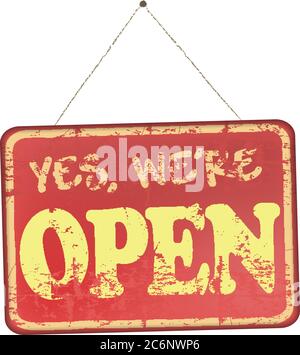 open sign, reopening business after coronavirus lock down, back to business concept, vector illustration Stock Vector