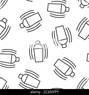 Shaker cocktail icon in flat style. Alcohol bottle vector illustration on white isolated background. Bar drink seamless pattern business concept. Stock Vector