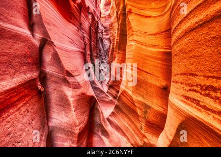 Hidden Slot Canyon in the Hearth of Grand Staircase Escalante National Monument, Utah, USA Stock Photo