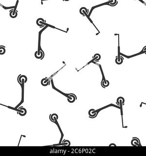 Electric scooter icon in flat style. Bike vector illustration on white isolated background. Transport seamless pattern business concept. Stock Vector