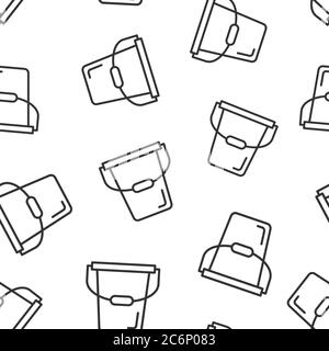 Bucket icon in flat style. Garbage pot vector illustration on white isolated background. Pail seamless pattern business concept. Stock Vector