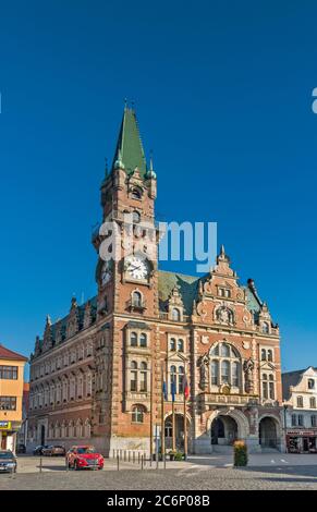 Town Hall, 19th century, neo-renaissance style, in Frydlant, Bohemia, Liberec Region, Czech Republic Stock Photo