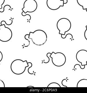 Bomb icon in flat style. Dynamite vector illustration on white isolated background. C4 tnt seamless pattern business concept. Stock Vector