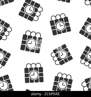 Bomb icon in flat style. Dynamite vector illustration on white isolated background. C4 tnt seamless pattern business concept. Stock Vector